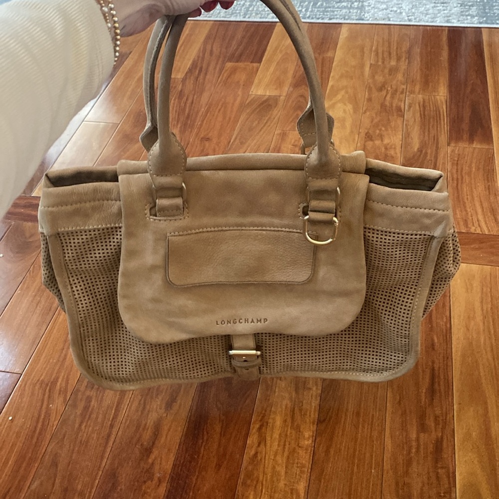 Longchamp suede Cream Shoulder Bag - Picture 4 of 7